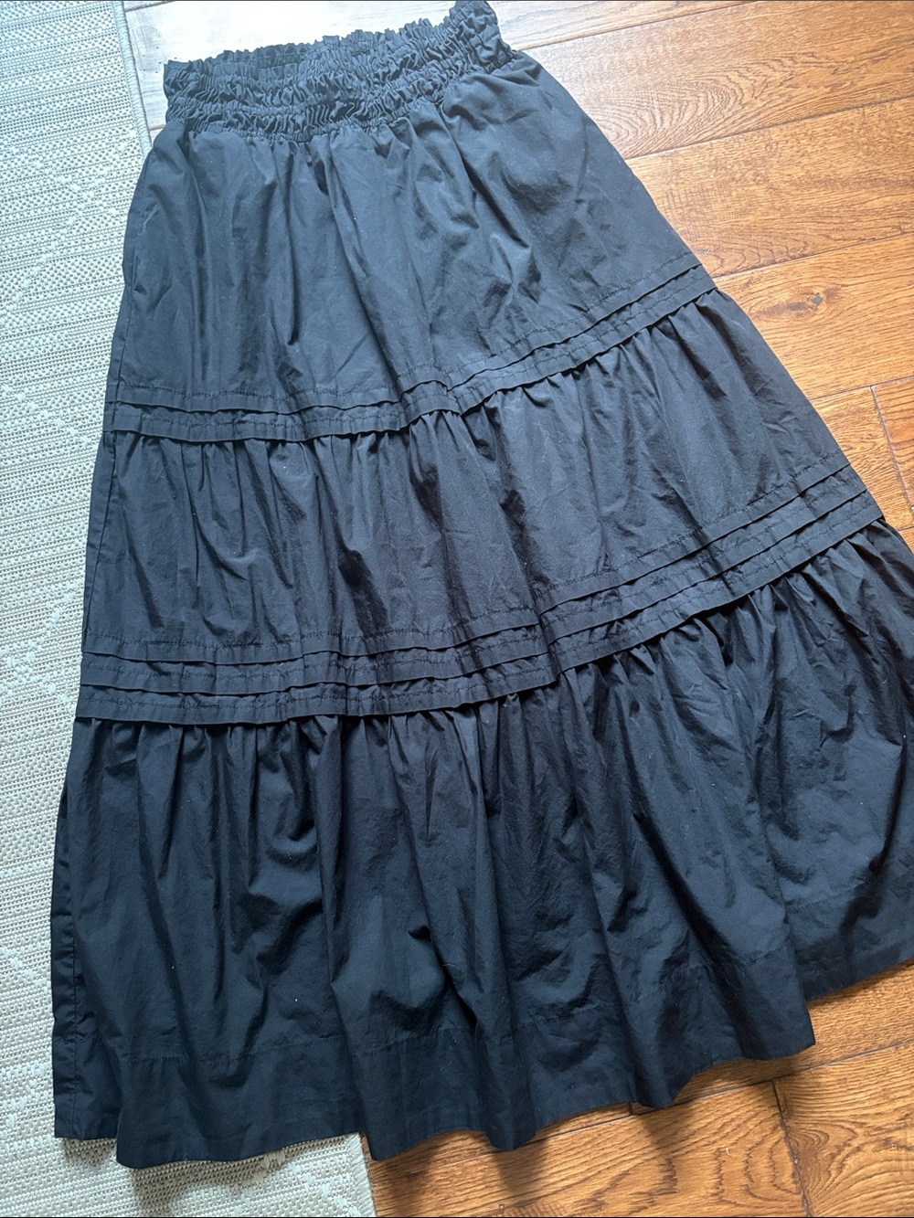 Quince Tiered Black Maxi Skirt with Smocked Waist size S - Picture 5 of 7